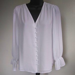 Alfani V-neck White Blouse Womens Small Petite